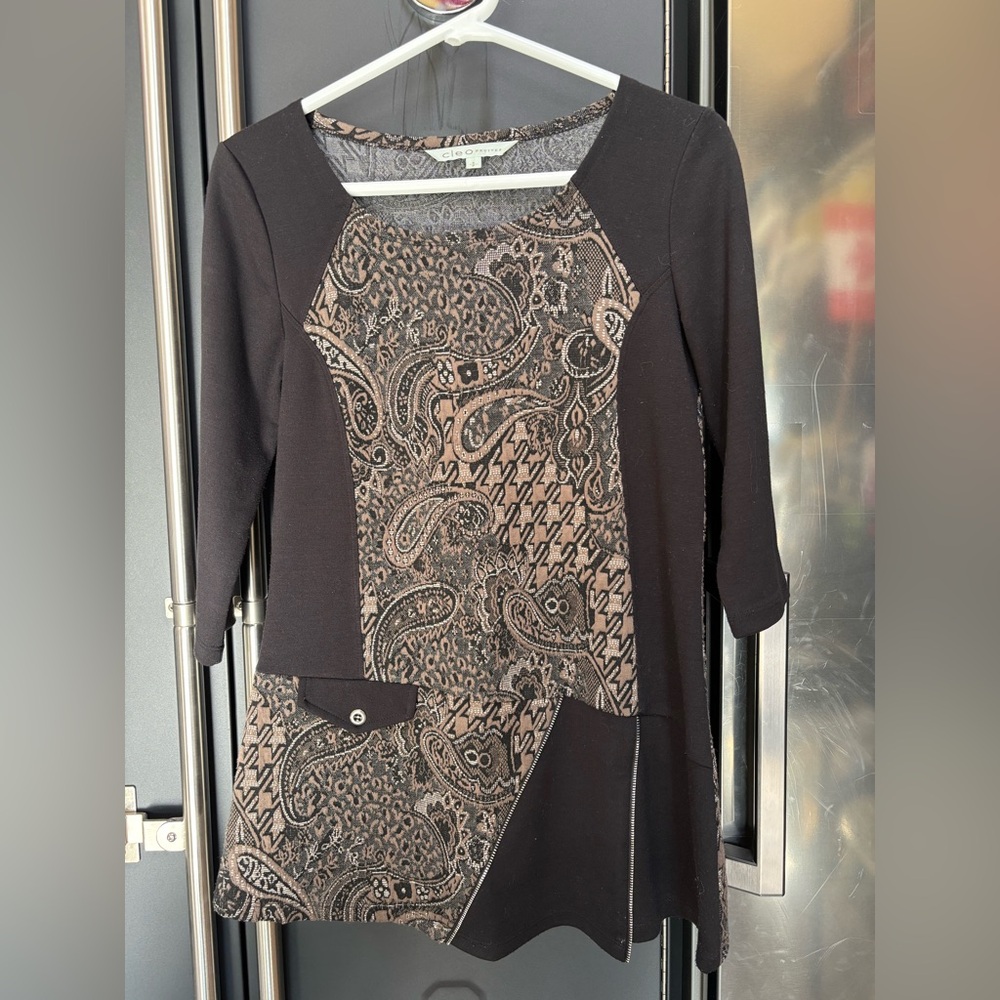 Cleo Black and Brown Asymmetrical top